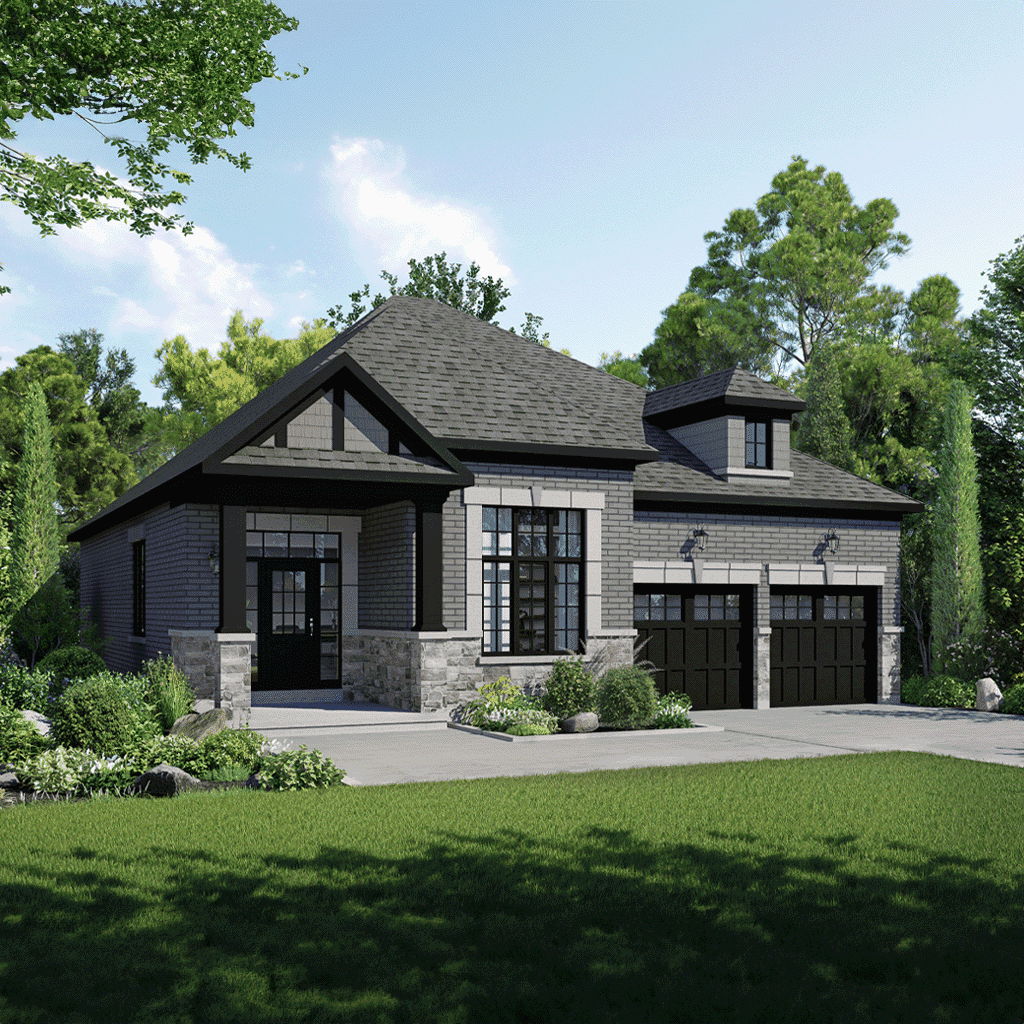 Amadeus Elevation B Grey Brick and Stone with Black Accents